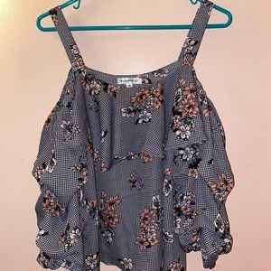 Checkered Flower Blouse